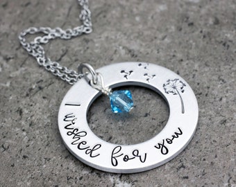 I Wished For You Personalized Necklace For New Mother Baby Shower Adopted Daughter Gift Necklace Adoption Welcome Gift Birthstone Jewelry
