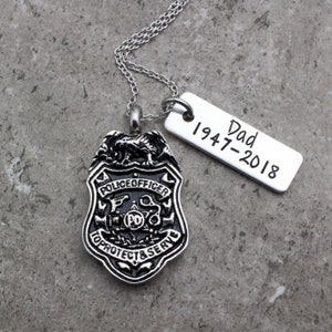 Police Officer Urn Necklace Cremation Jewelry Police Badge Necklace For Ashes Remembrance EOW Ashes Personalized Memorial End Of Watch Gift