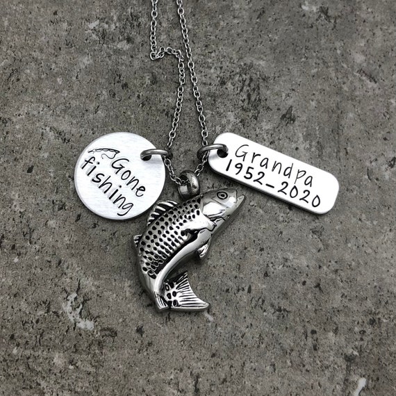 Gone Fishing Urn Necklace Personalized Cremation Jewelry Custom