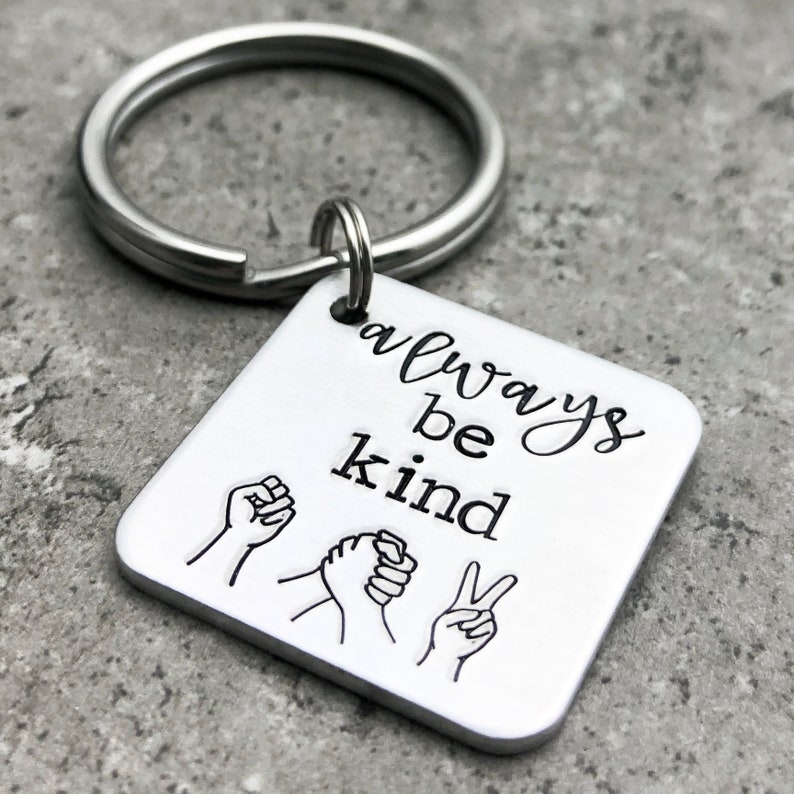 Inspirational Gift Always Be Kind Key Chain Peace Sign Fist - Etsy