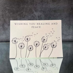Sofortiger Download Beileidskarte, Löwenzahn Puff Wishing You Healing & Peace Print At Home Card DIY Memorial Funeral Wake Geschenk trauernder Freund