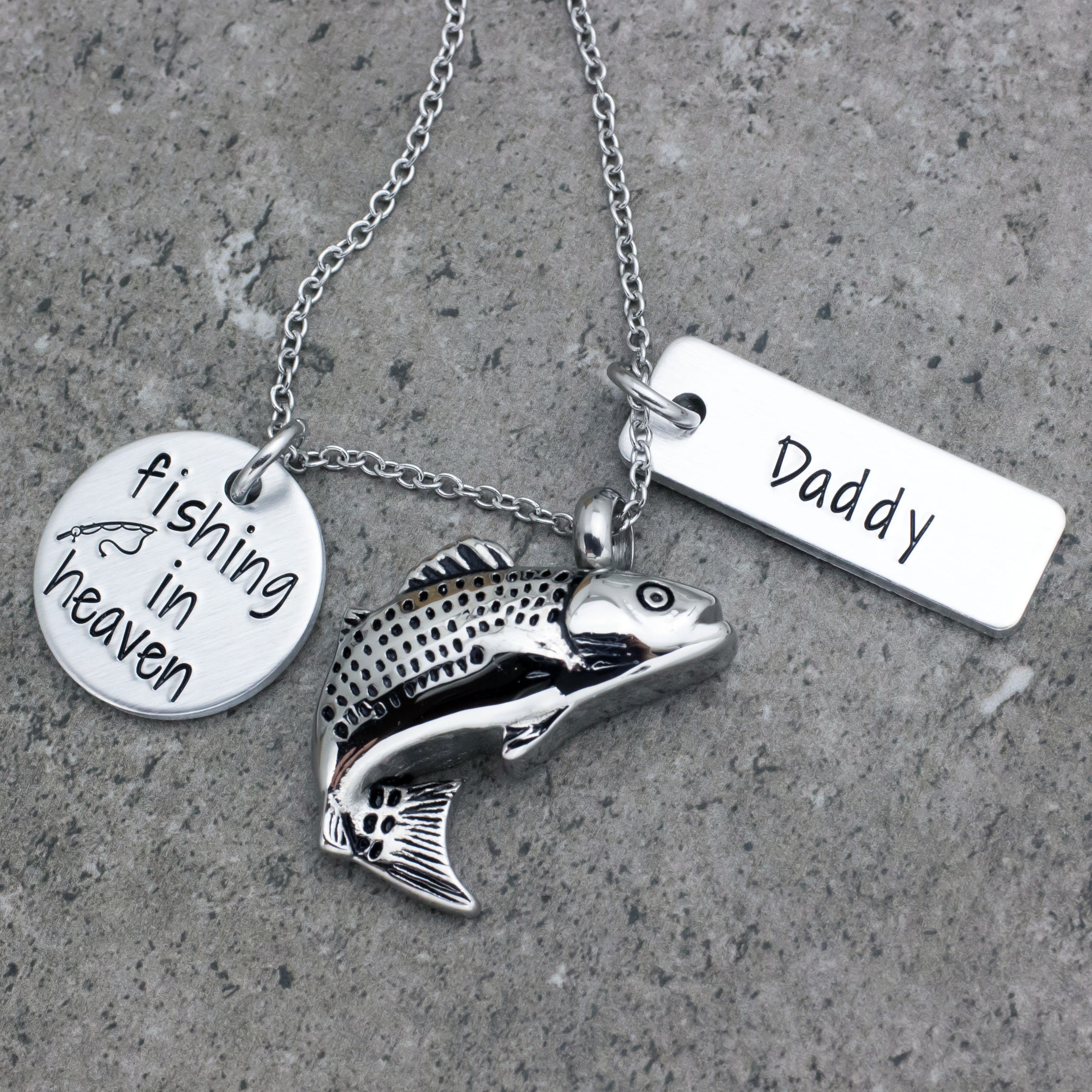 Fish Urn Necklace Fishing in Heaven Cremation Jewelry Personalized