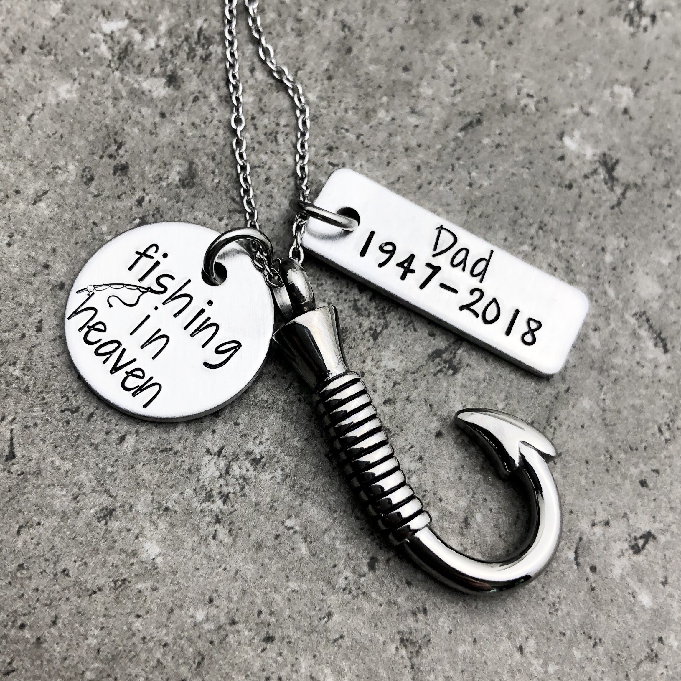 Personalized Fish Hook Urn Necklace Fishing in Heaven Personalized Cremation Jewelry Urn Necklace for Ashes Human Ash Keepsake Fish Hook Ash Etsy