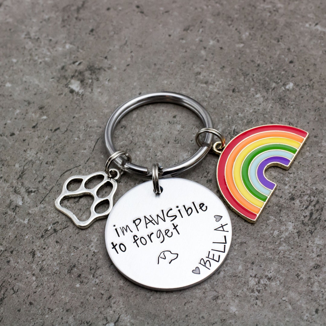 Pet Name Rainbow Bridge Key Chain Pet Loss Memorial Personalized for ...