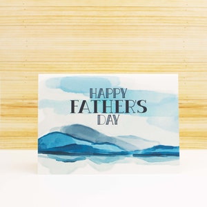 Tarjeta descargable del Día del Padre, Montañas de acuarela del Día del Padre feliz, tarjeta impresa en casa y sobre, descarga instantánea fácil de último minuto en PDF