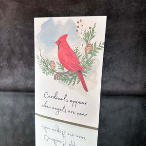 Les cardinaux apparaissent lorsque les anges sont proches Carte cardinal téléchargeable, carte à imprimer à la maison, carte de bricolage, cadeau commémoratif de réveil funéraire ami en deuil