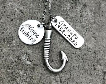 Gone Fishing Personalized Fish Hook Urn Necklace Personalized Cremation Jewelry Urn Necklace For Ashes Human Ash Keepsake Fish Hook Ashes