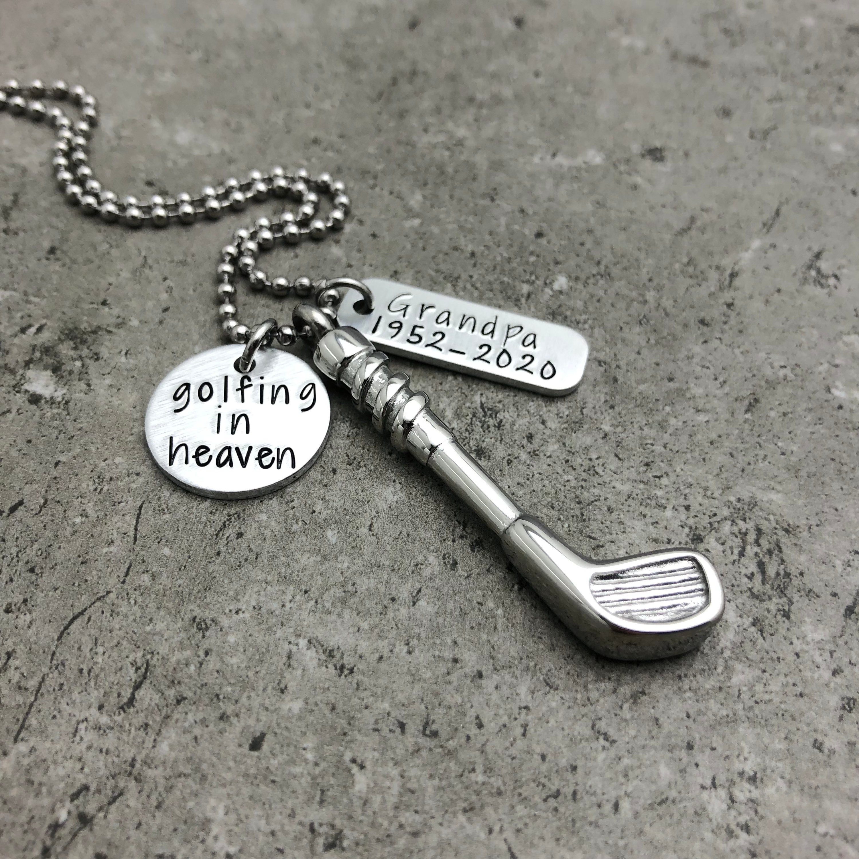 Personalized Urn Necklace Golfing in Heaven Personalized Cremation