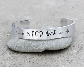 CLEARANCE SALE Nerd Girl Cuff Bracelet Nerdy Girl Geek Girl Nerd Jewelry Nerd Power Smart Girls Rock Girl Power Gamer Girl Gamer Tween Girl