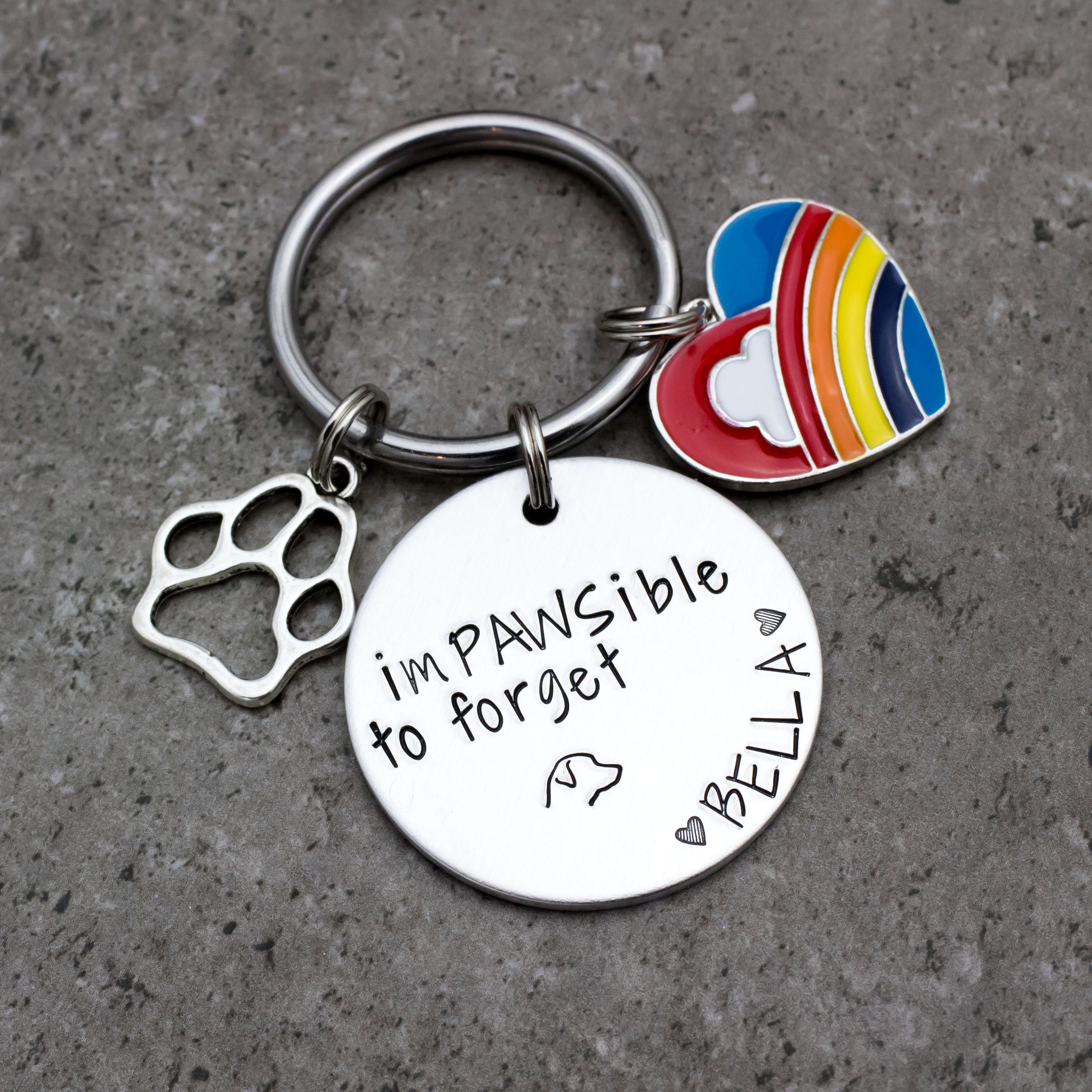 Pet Name Rainbow Bridge Key Chain Pet Loss Memorial Personalized for ...