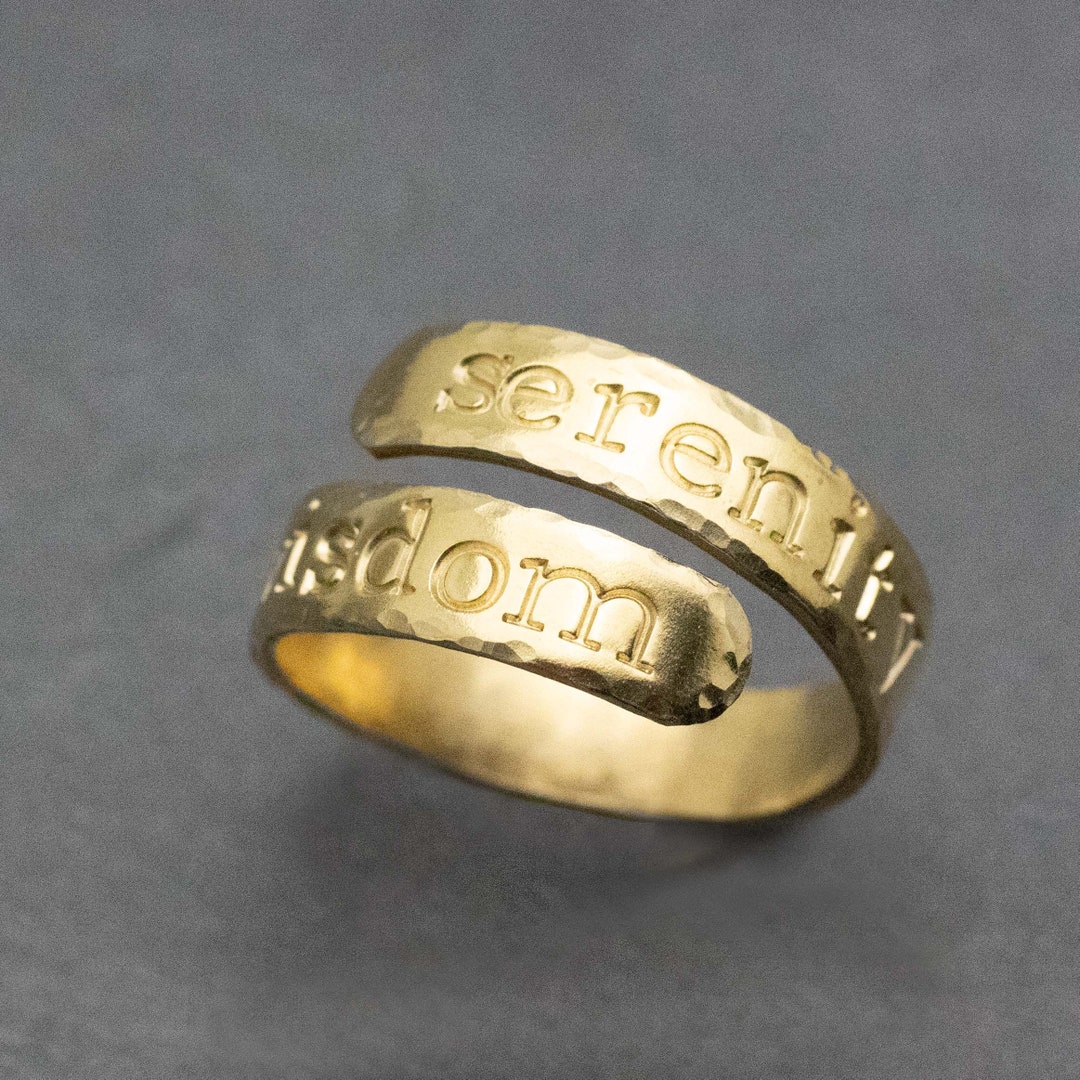 Brass Serenity Prayer Affirmation Ring, Mantra 