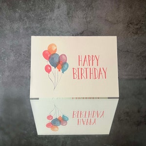 Do pobrania kartka urodzinowa, balony akwarelowe, do wydrukowania w domu kartka i koperta, szybkie, łatwe, natychmiastowe pobranie w ostatniej chwili, wybierz swój papier
