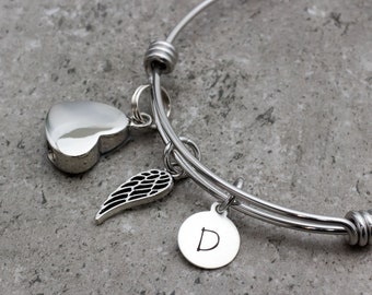 Heart Urn Bracelet for Ashes, Personalized Memorial Jewelry