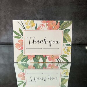 Carte de remerciement téléchargeable, aquarelle fleurs vierges à l'intérieur merci impression à la maison carte bricolage hôtesse remerciement Note Expression de Thanksgiving