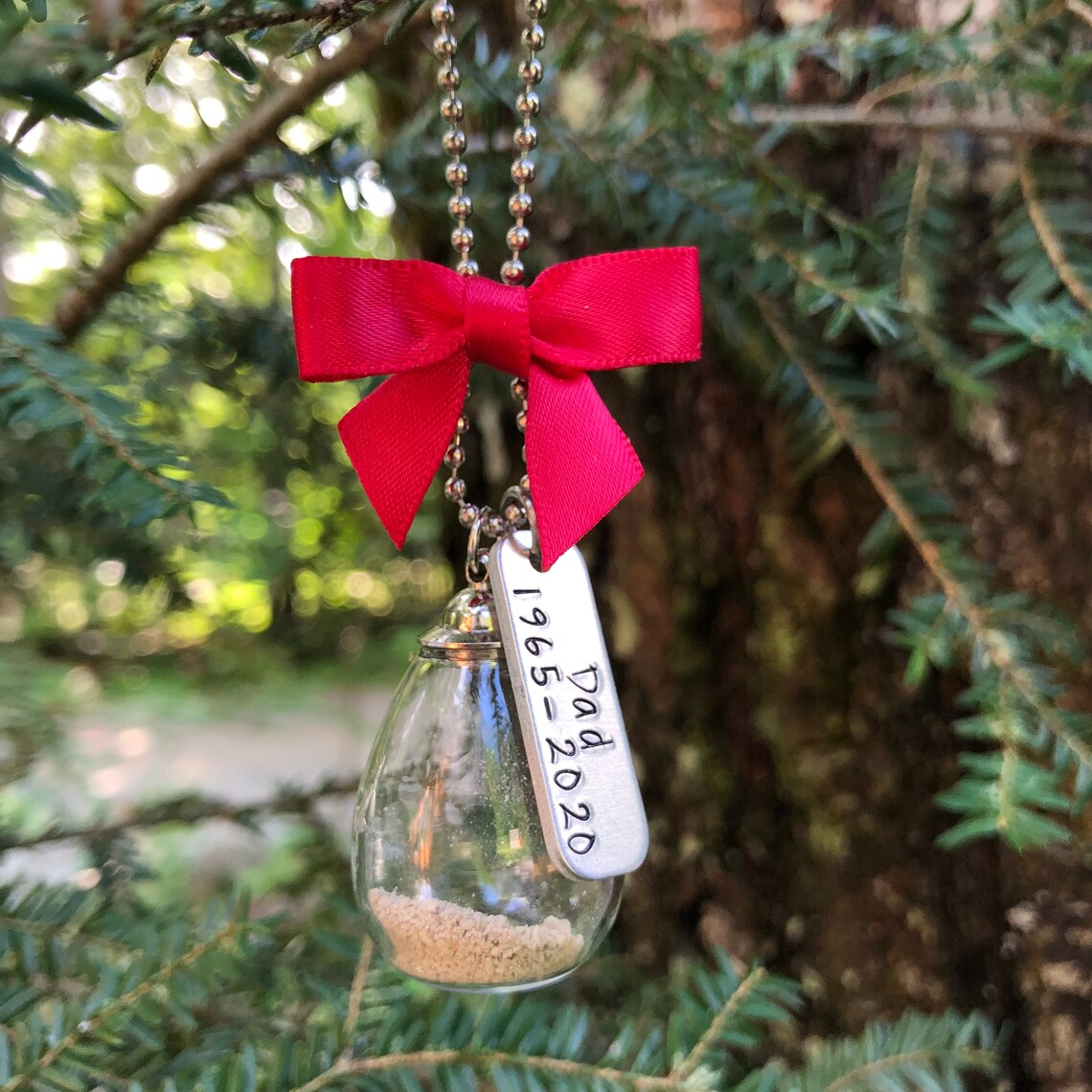 Christmas Tree Memorial Ornament For Ashes Fillable Glass Etsy