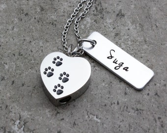 Pet Urn Necklace Cremation Jewelry Pet Remembrance Dog Memorial Paw Necklace For Ashes Personalized Pet Memorial Jewelry Pet Urn Pet Ashes