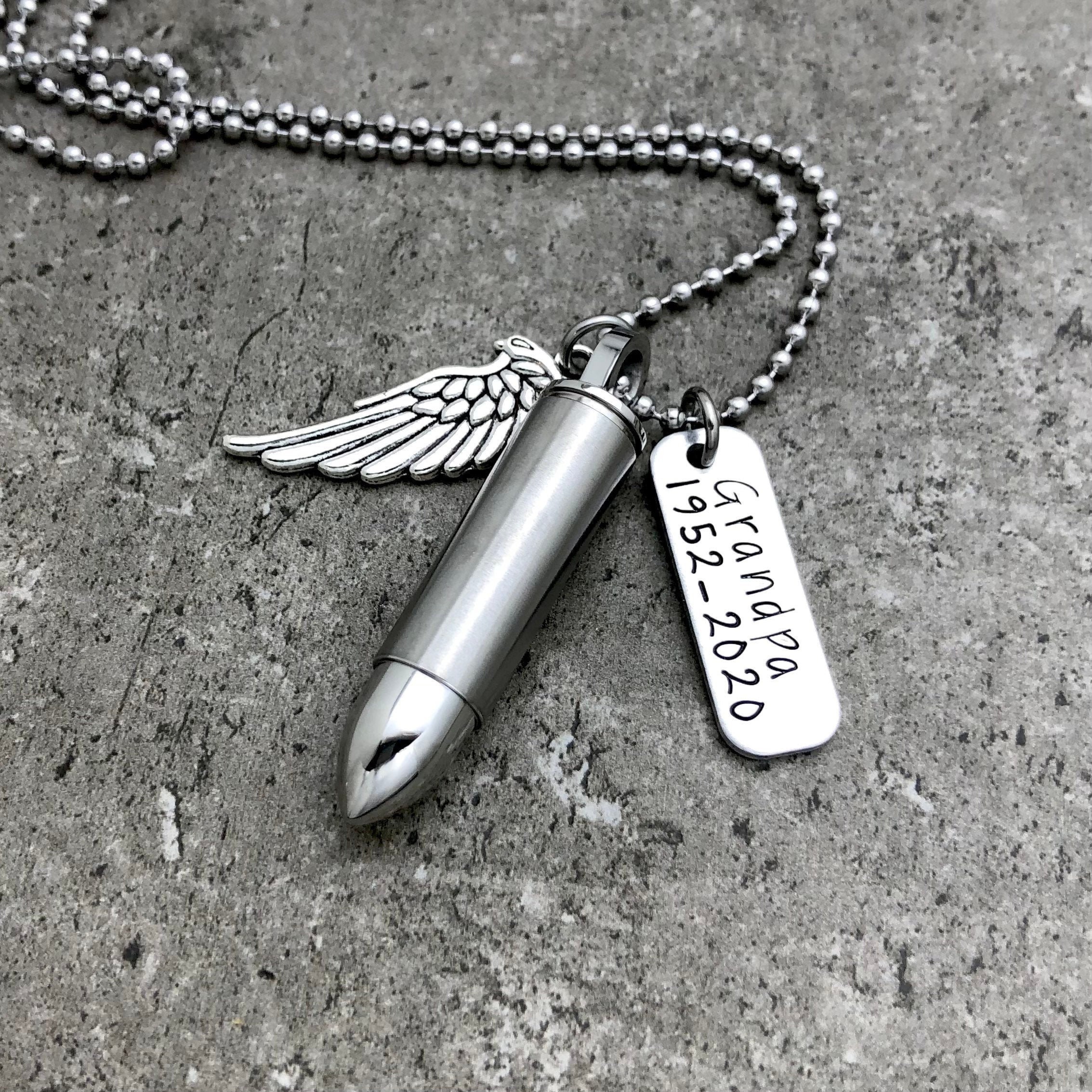 LIANTSH Lord's Prayer Cross Bullet Pendant Stainless Steel