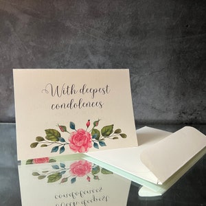 Carte de sympathie téléchargeable, rose rose, avec nos plus sincères condoléances, carte imprimée à la maison DIY Memorial Funeral Wake Grieving Friend Order With Urn