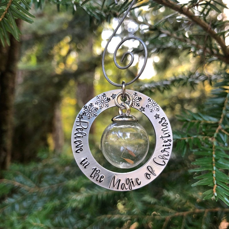 Dandelion Puff Christmas Tree Ornament Believe In The Magic Etsy