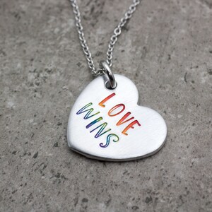 CLEARANCE Sale Rainbow Love Wins Pride Necklace LGBTQ Necklace Gay Pride Gay Rights LGBTQ Community Quotes Coming Out