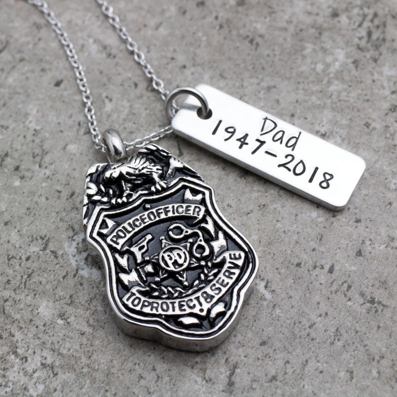 Police Officer Urn Necklace Cremation Jewelry Police Badge Etsy Ireland