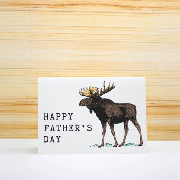 Downloadable Father's Day Card, Happy Father's Day Moose, Print At Home Card & Envelope Easy Last Minute Instant Download