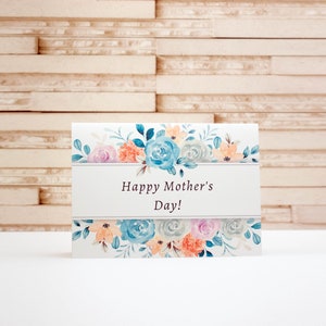 Carte de fête des mères téléchargeable, bonne fête des mères avec de jolies fleurs, impression à la maison carte et enveloppe rapide facile téléchargement instantané de dernière minute