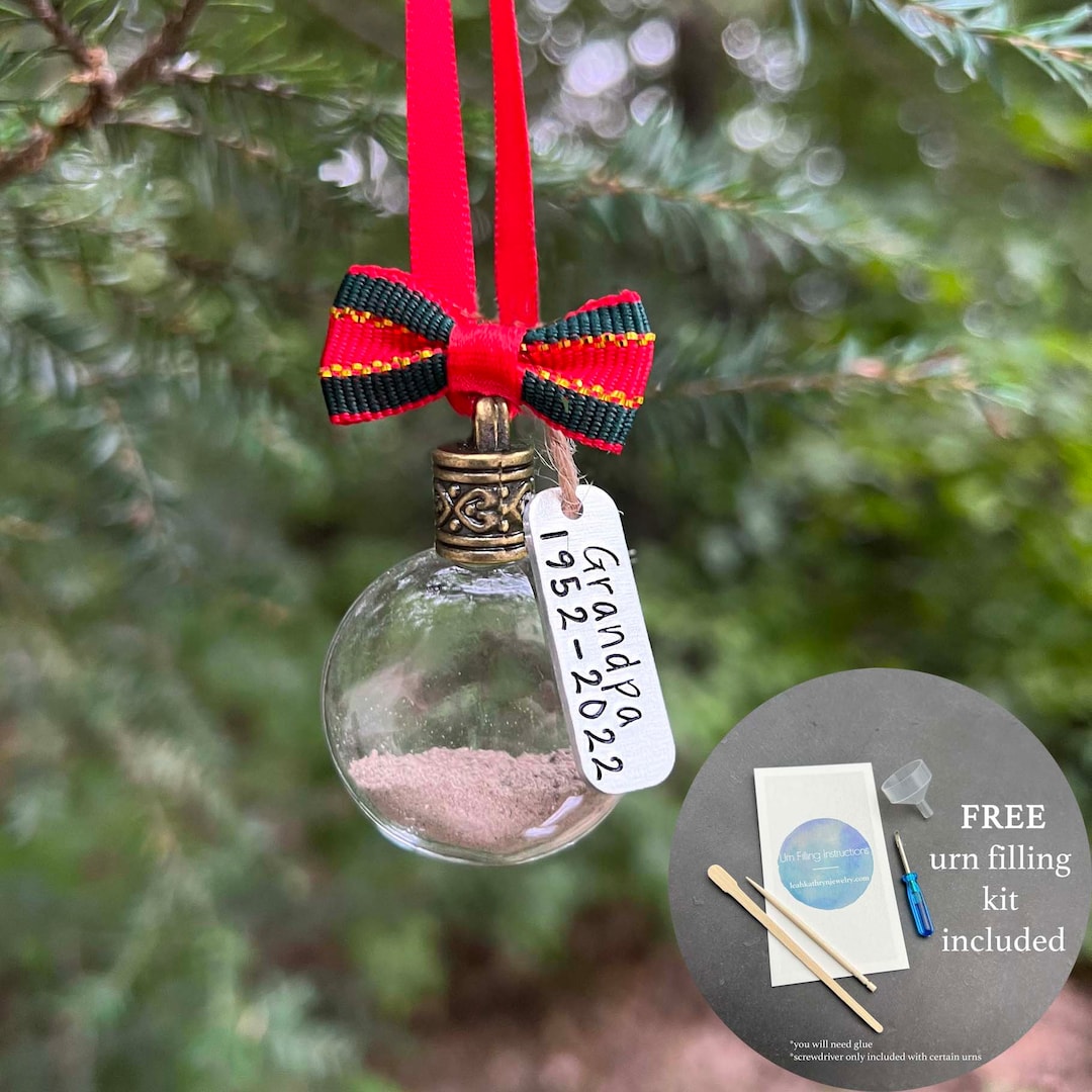 Bronze Fillable Christmas Tree Memorial Ornament for Ashes Glass