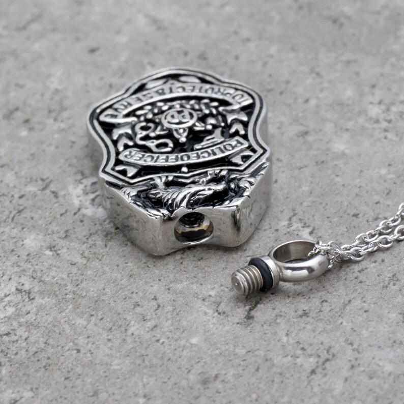 Police Officer Urn Necklace Cremation Jewelry Police Badge Etsy Ireland
