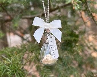 Fillable Glass Christmas Tree Memorial Ornament With White Bow, Ornament For Ashes,  Custom Ornament, Personalized Urn Ornament, White Xmas