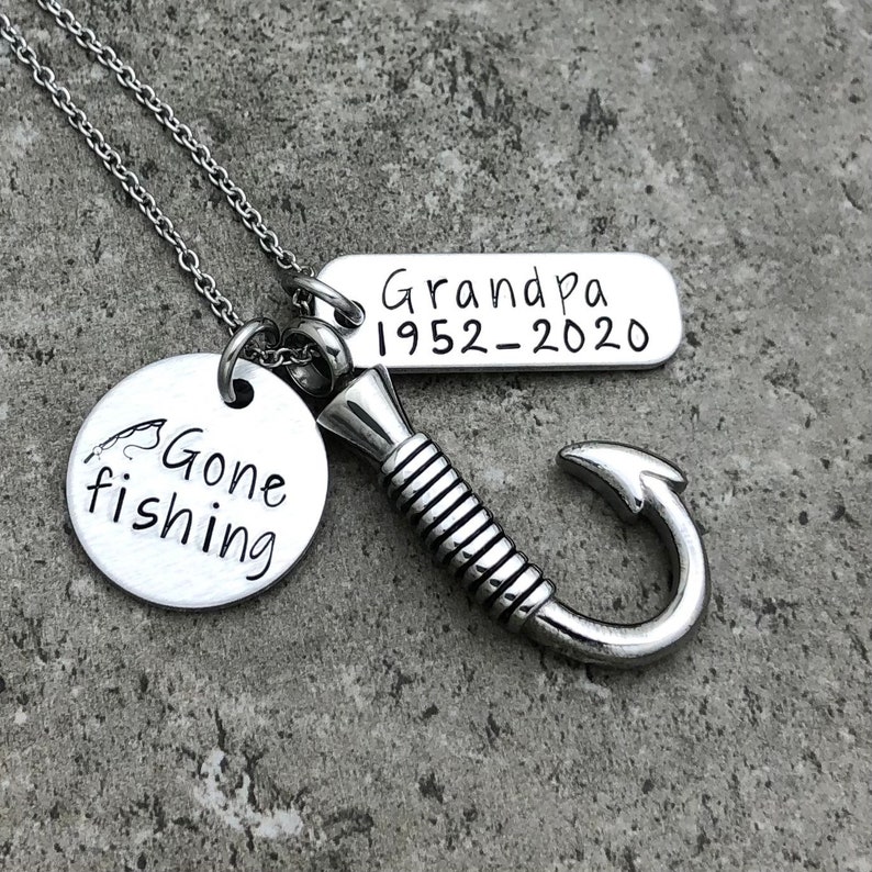 Gone Fishing Personalized Fish Hook Urn Necklace Personalized Cremation Jewelry Urn Necklace For Ashes Human Ash Keepsake Fish Hook Ashes image 6