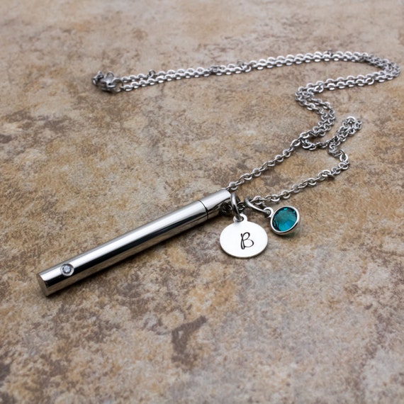Cremation Necklace Slender Vial For Ashes Personalized Image 0