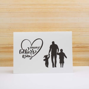 Carte de fête des pères téléchargeable, bonne fête des pères père et enfants silhouette impression à la maison carte et enveloppe facile dernière minute PDF instantané