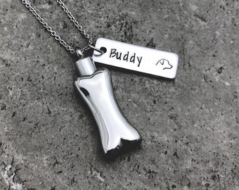 Personalized Dog Bone Pet Urn Necklace For Dog Ashes Personalized Pet Cremation Jewelry Pet Memorial Fur Baby Dog Memorial Cremation Jewelry