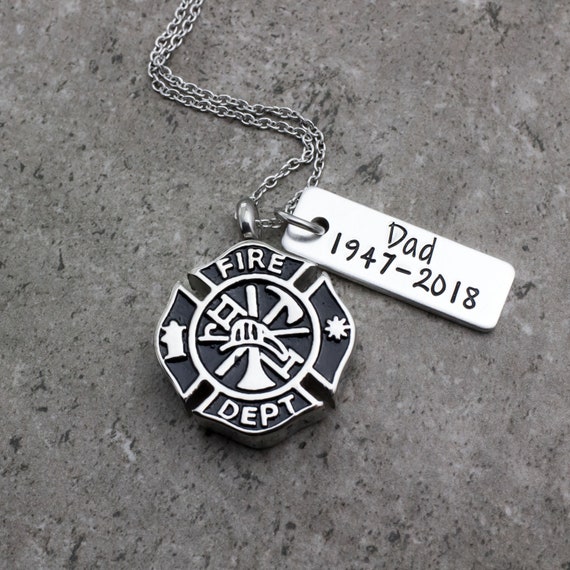 memorial jewelry Firefighter Fire Dept Round Cremation Pendant Cremation Jewelry for Ashes