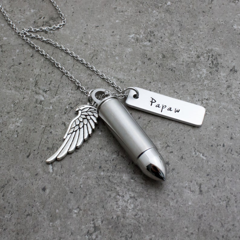 Men's Cremation Jewelry Bullet Urn Necklace Cremation Etsy