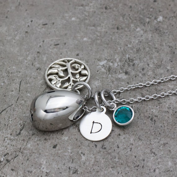 Urn Jewelry Emerald Pet Loss Cremation Jewelry -Ash Necklace -Ash Jewelry Sterling Silver Birthstone Cremation Ash Pendant