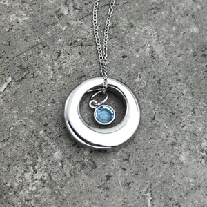 Circular Urn Necklace With Birthstone Personalized Cremation Jewelry For Women Necklace For Ashes Lost Loved One Remembrance Sympathy Gift