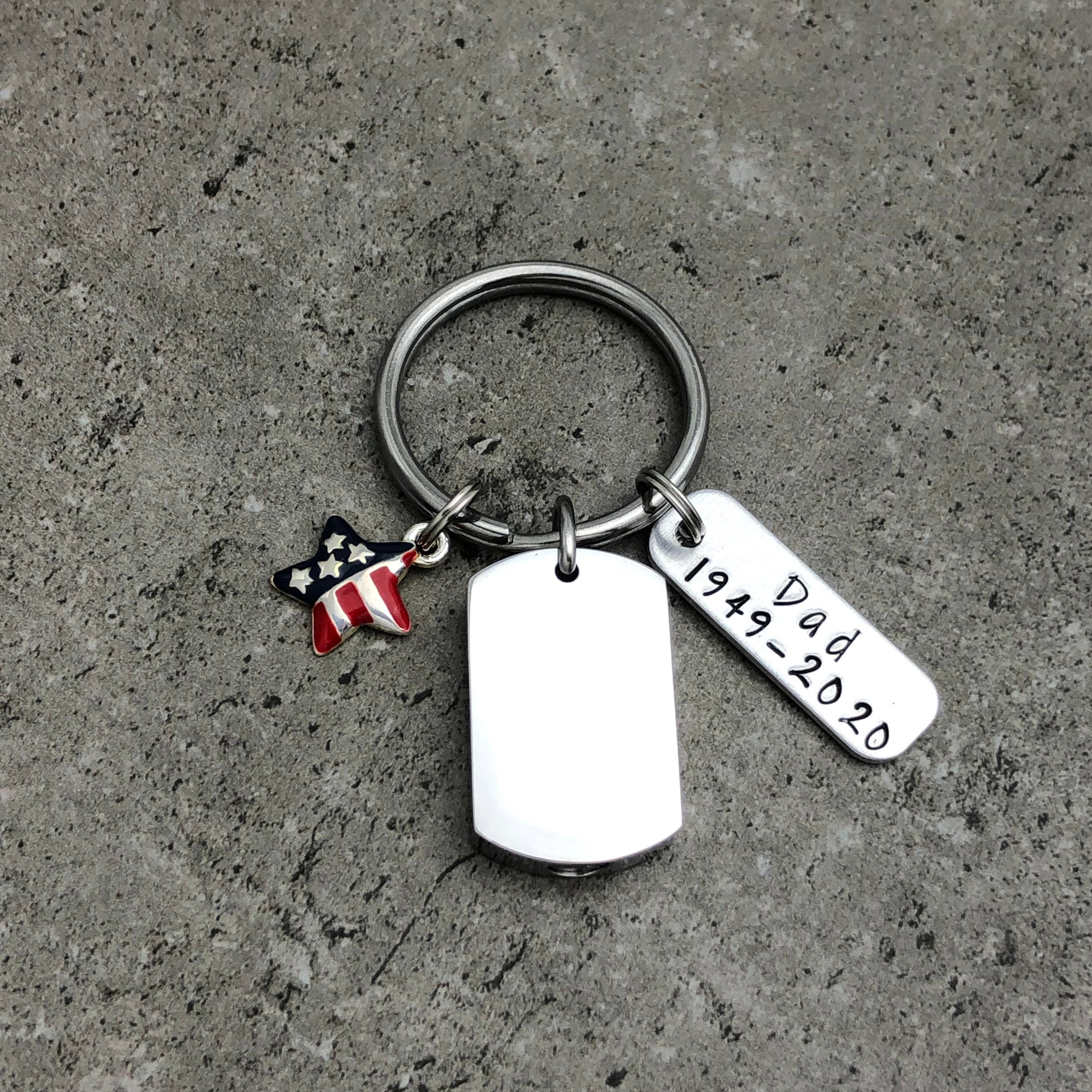 Ash Key Chain Patriotic Urn Key Chain, Personalized Cremation Accessory for Men ...