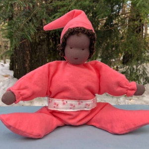 Ships Free Waldorf Doll African American Doll Imaginary Play One Of A Kind Doll Dark Skin Steiner Doll Waldorf Education POC Toy Natural Toy