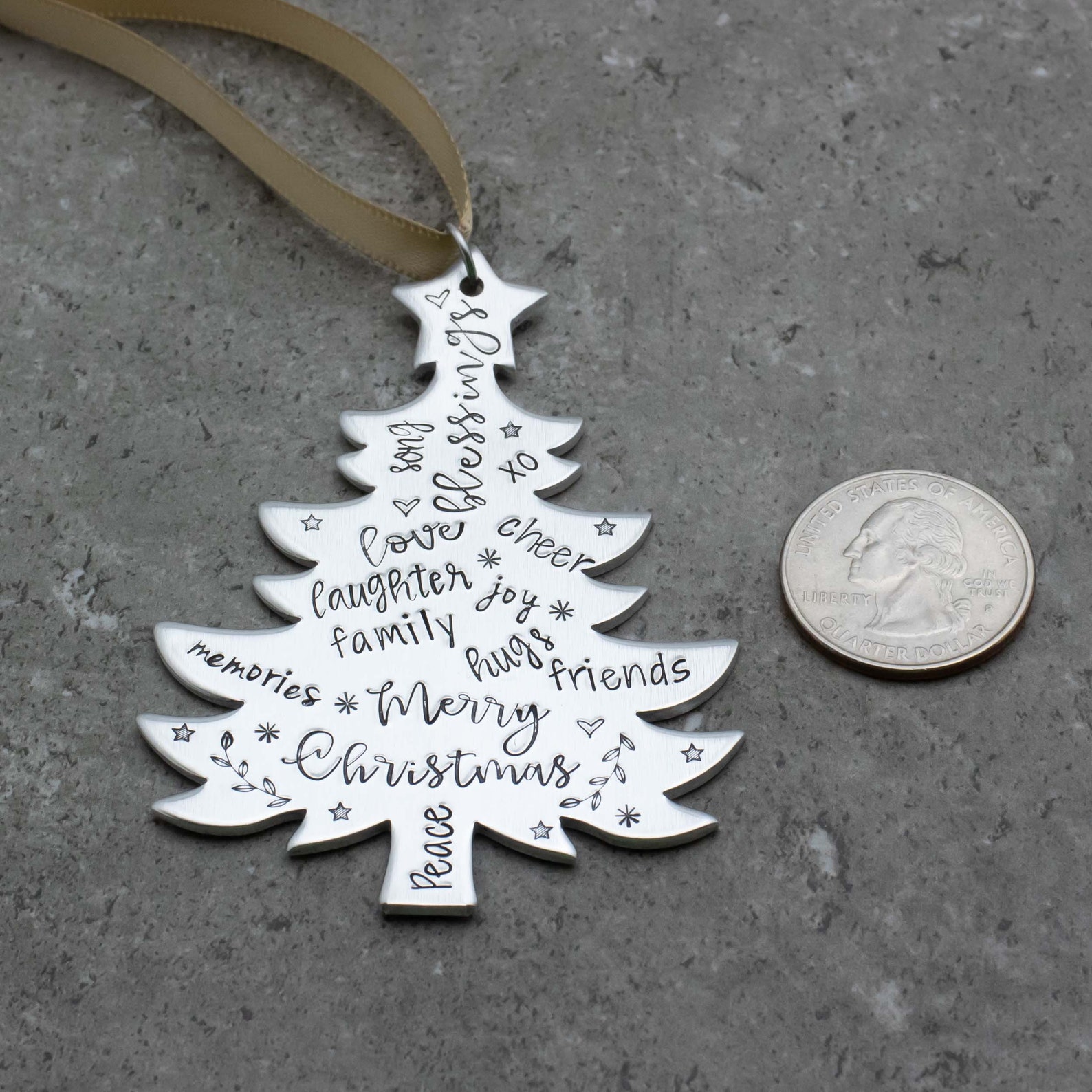 Christmas Tree Ornament Hand Stamped With Inspirational And Etsy