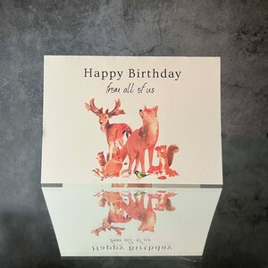 Téléchargement instantané carte joyeux anniversaire de nous tous, animaux de la forêt, impression à la maison carte et enveloppe rapide facile carte de dernière minute pour lui