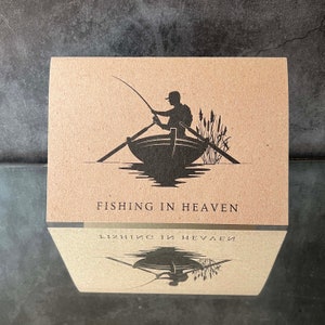 Herunterladbare Beileidskarte, Angeln im Himmel, Print At Home Card Memorial Funeral Wake Geschenk für einen trauernden Freund Fisherman Silhouette