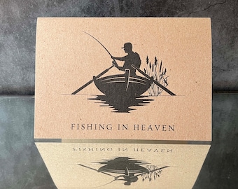 Downloadable Sympathy Card, Fishing In Heaven, Print At Home Card Memorial Funeral Wake Gift For A Grieving Friend Fisherman Silhouette