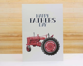 Tarjeta descargable del Día del Padre, Feliz Día del Padre Tractor de acuarela, Granja, Tarjeta impresa en casa y sobre Fácil descarga instantánea de último minuto