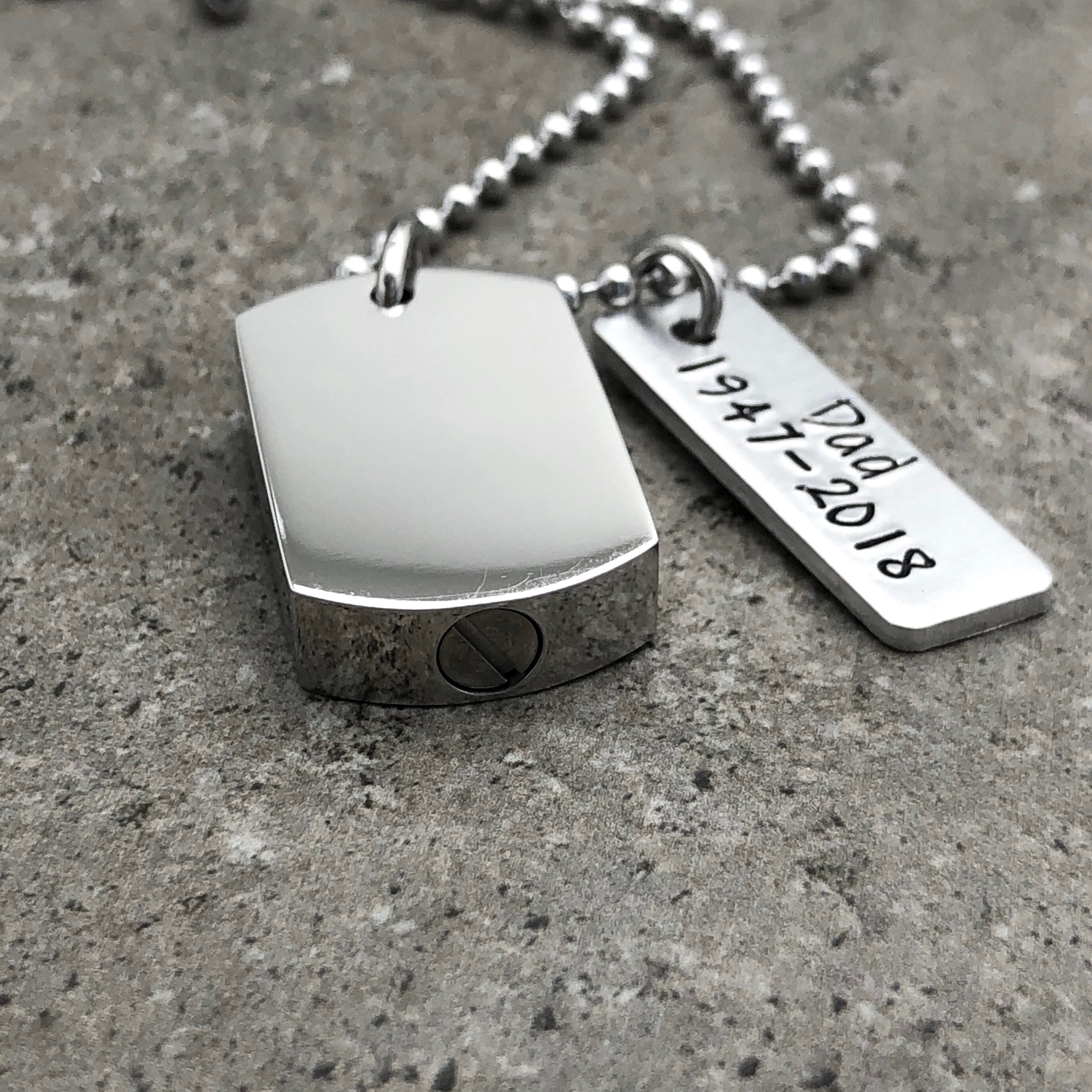 Dog Tag Urn Necklace Cremation Jewelry Military Cremation Etsy