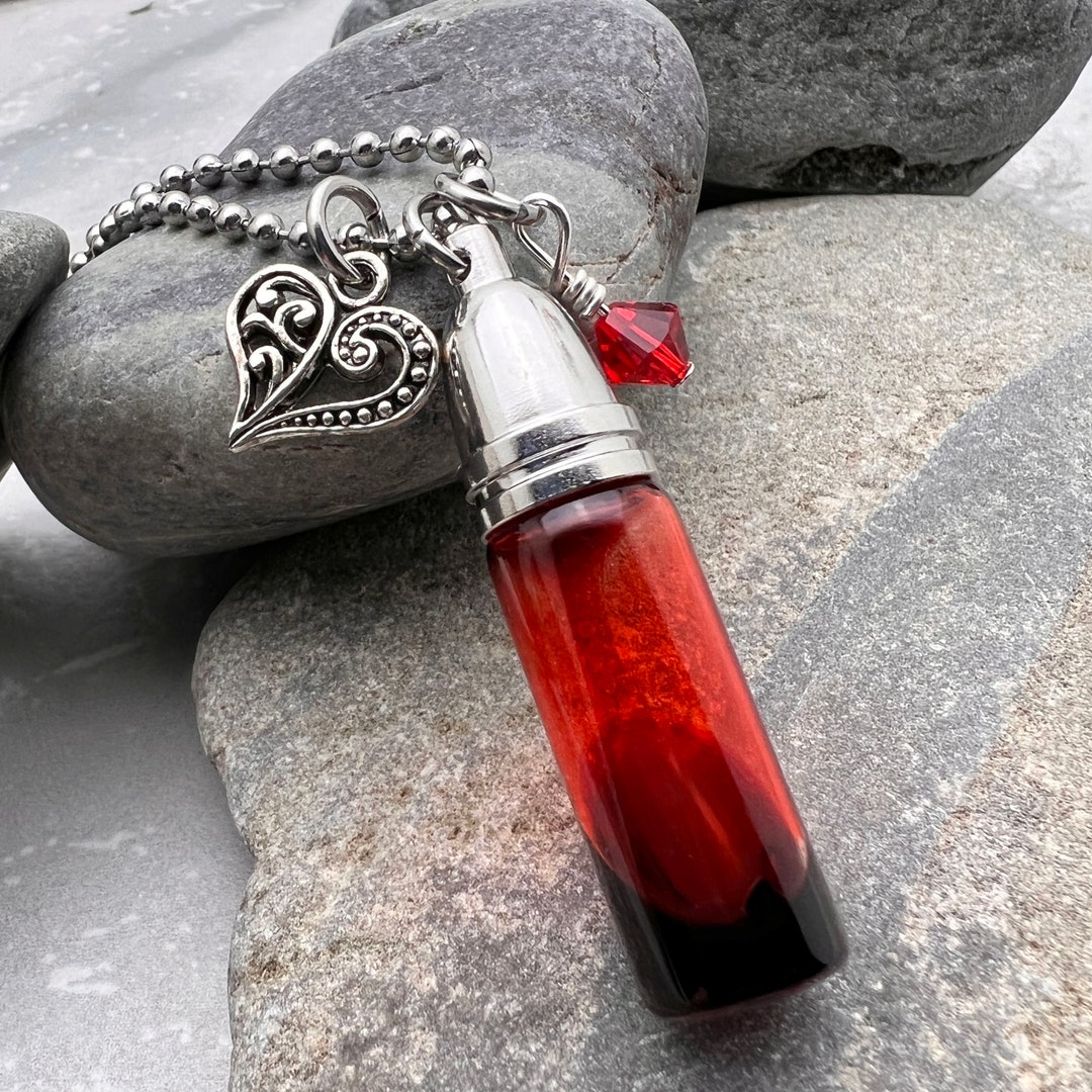 Blood Vial Necklace Personalized With the Crystal of Your Anniversary