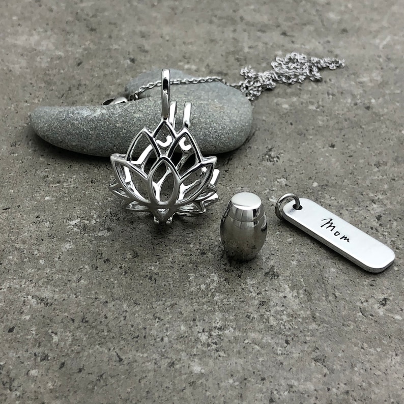 Lotus Flower Urn Necklace Personalized Cremation Jewelry Etsy