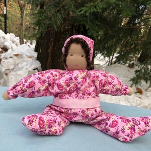 Free Shipping Waldorf Doll Cloth Doll Imaginary Play One Of A Kind Doll With Dark Skin Steiner Doll Handmade Natural Toys Baby Shower Gift