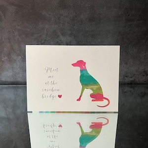 Biglietto di condoglianze scaricabile per la perdita di animali domestici, Ponte dell'Arcobaleno, Biglietto da stampare a casa Regalo commemorativo per animali domestici per un amico in lutto Silhouette di cane arcobaleno